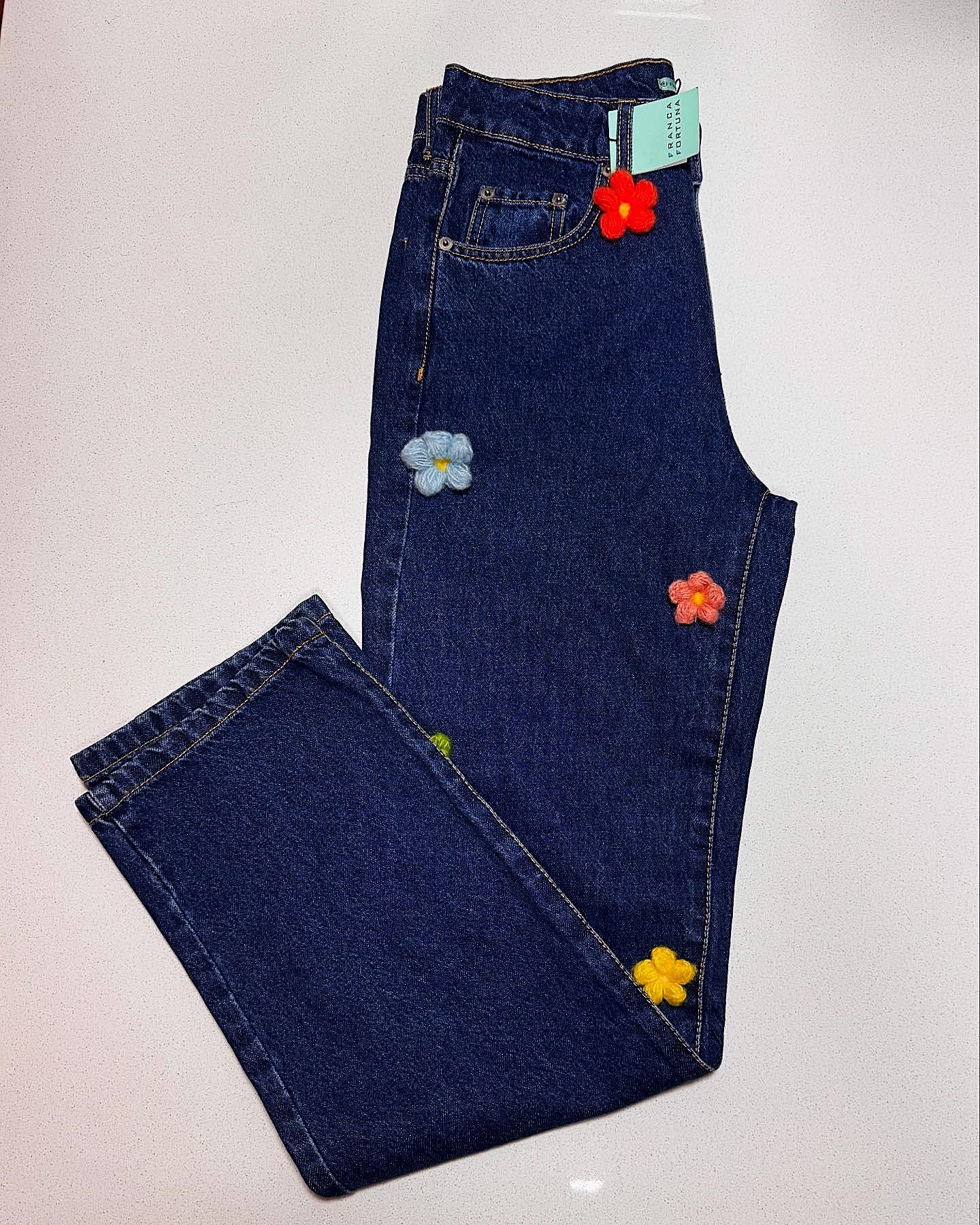Jeans Flower Azul
